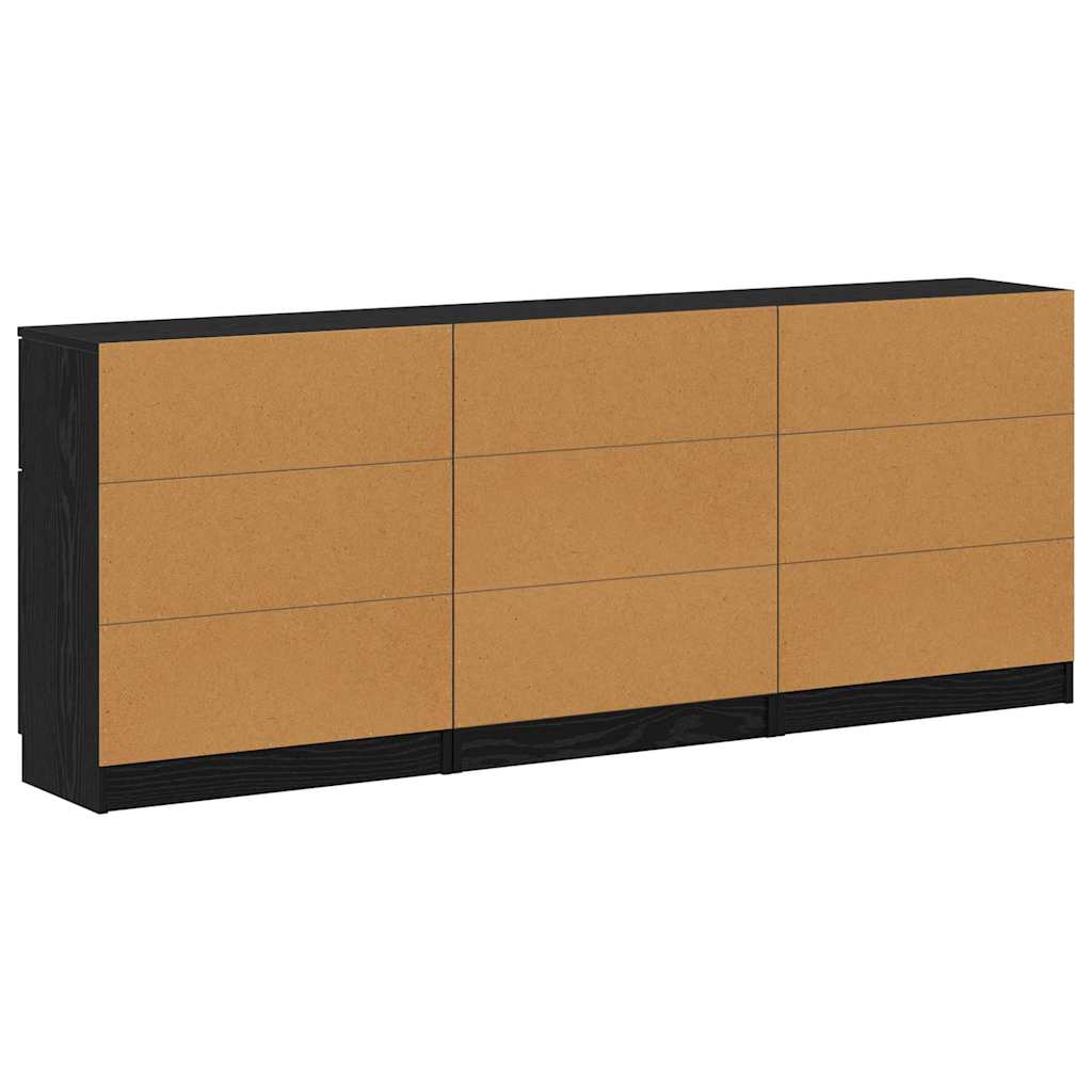 Πλαϊνό γραφείο με συρτάρι 3 pcs Μαύρη Οξυά 181 x 30 x 70 εκ. - Pakobazaar