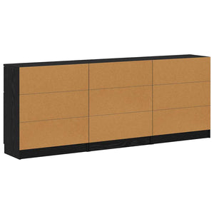 Πλαϊνό γραφείο με συρτάρι 3 pcs Μαύρη Οξυά 181 x 30 x 70 εκ. - Pakobazaar