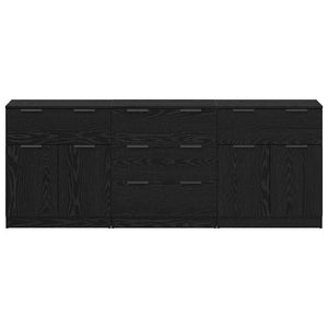 Πλαϊνό γραφείο με συρτάρι 3 pcs Μαύρη Οξυά 181 x 30 x 70 εκ. - Pakobazaar