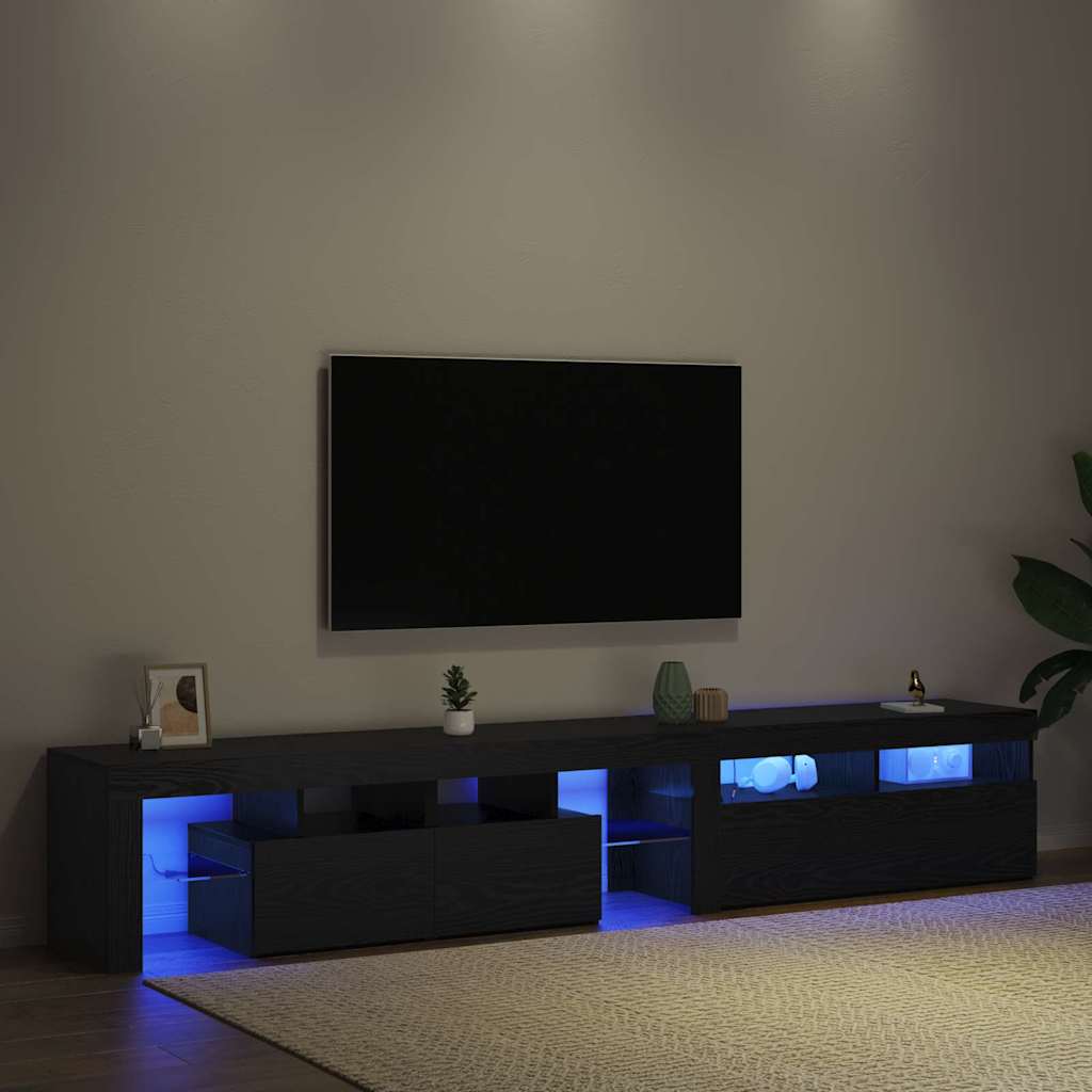 Ντουλάπι TV με led 2 pcs Μαύρη Οξυά 230 x 36,5 x 40 εκ - Pakobazaar