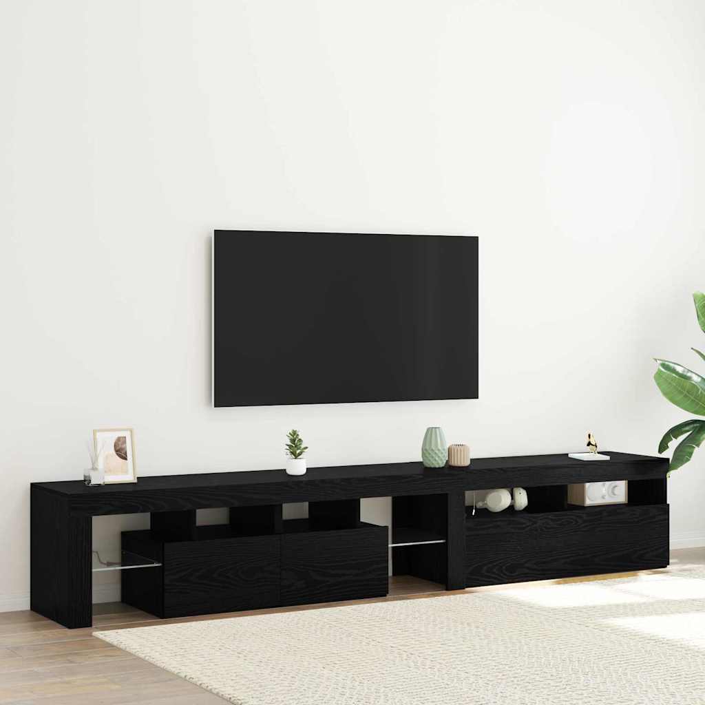 Ντουλάπι TV με led 2 pcs Μαύρη Οξυά 230 x 36,5 x 40 εκ - Pakobazaar