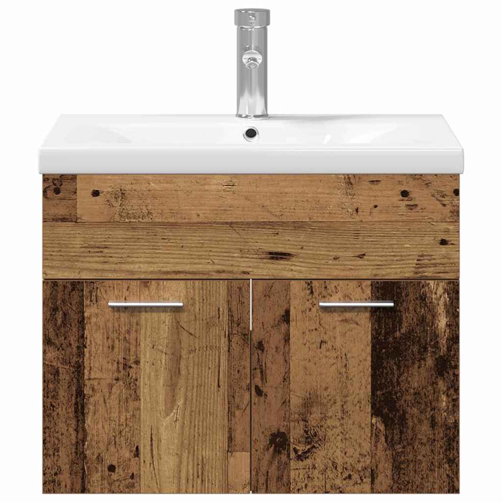 Σετ Επίπλων Μπάνιου Επιτοίχιο με αποθήκευση Επεξεργασμένο ξύλο