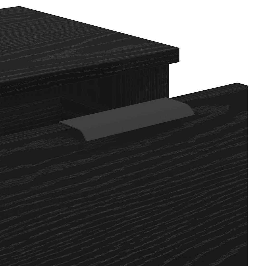 Πλαϊνό γραφείο με συρτάρι 3 pcs Μαύρη Οξυά Επεξεργασμένο ξύλο - Pakobazaar