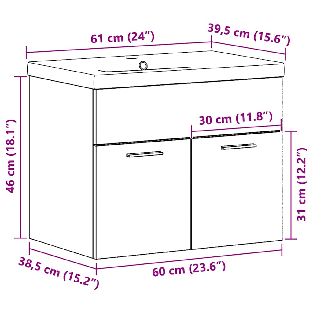 Ντουλάπι Μπάνιου με συρτάρι Επιτοίχιο Επεξεργασμένο ξύλο