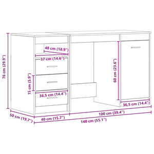 Γραφείο 2 pcs Μαύρη Οξυά 140 x 50 x 76 εκ. Επεξεργασμένο ξύλο - Pakobazaar