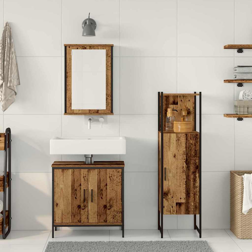 Σετ Επίπλων Μπάνιου με πόρτα 3 pcs Καφέ 33 x 33 x 120.5 εκ.