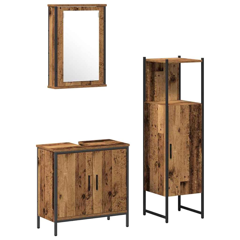 Σετ Επίπλων Μπάνιου με πόρτα 3 pcs Καφέ 33 x 33 x 120.5 εκ.