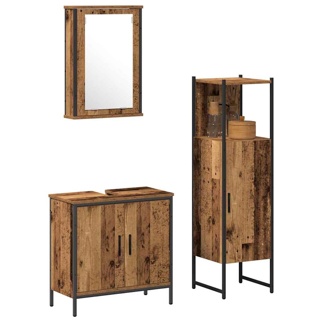 Σετ Επίπλων Μπάνιου με πόρτα 3 pcs Καφέ 33 x 33 x 120.5 εκ.