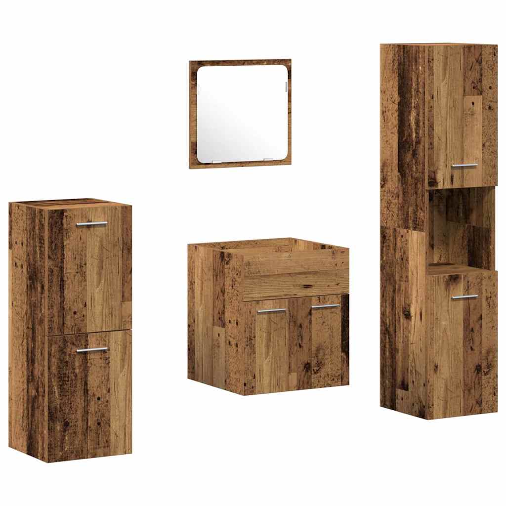 Σετ Επίπλων Μπάνιου 4 τμχ. Παλιό Ξύλο 41 x 38,5 x 46 cm - Pakobazaar