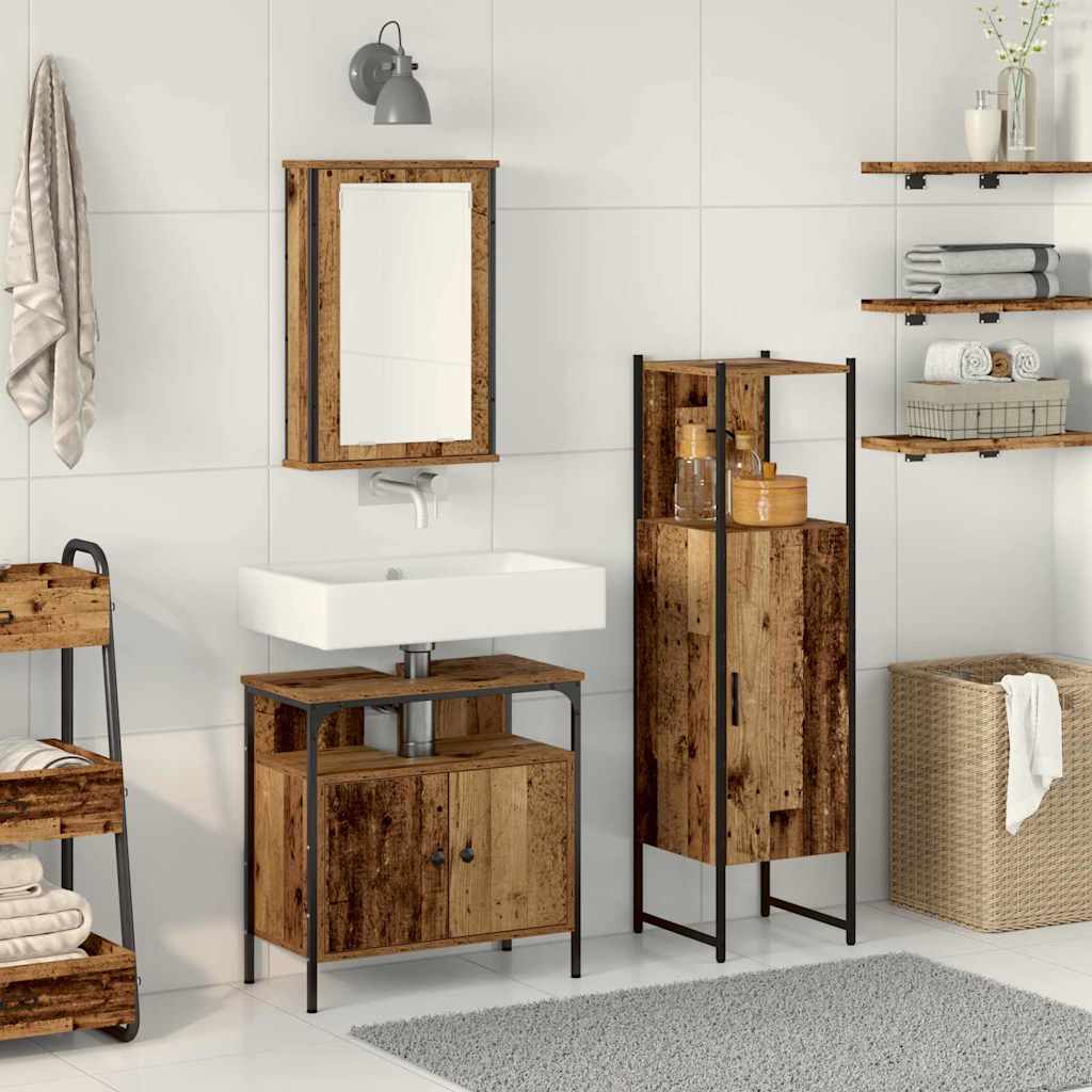 Σετ Επίπλων Μπάνιου με πόρτα 3 pcs Καφέ 33 x 33 x 120.5 εκ.