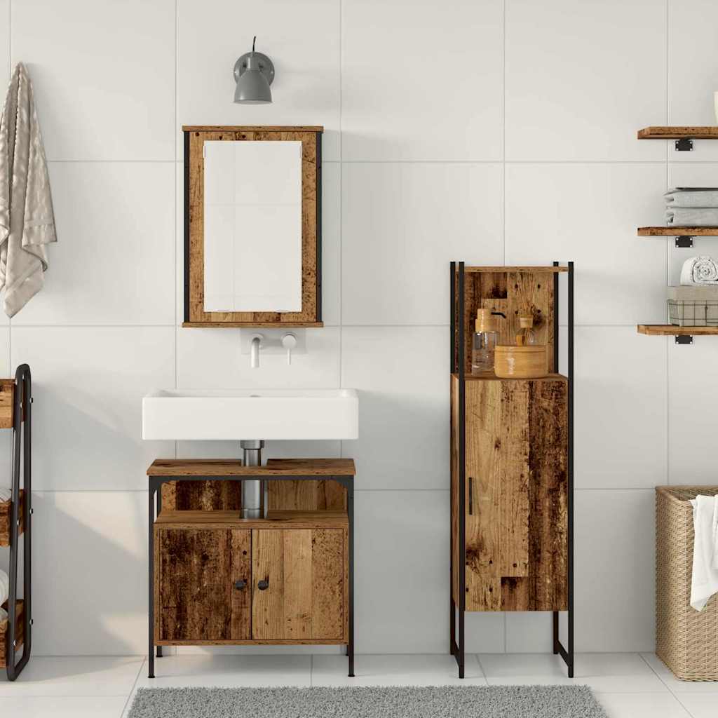 Σετ Επίπλων Μπάνιου με πόρτα 3 pcs Καφέ 33 x 33 x 120.5 εκ.