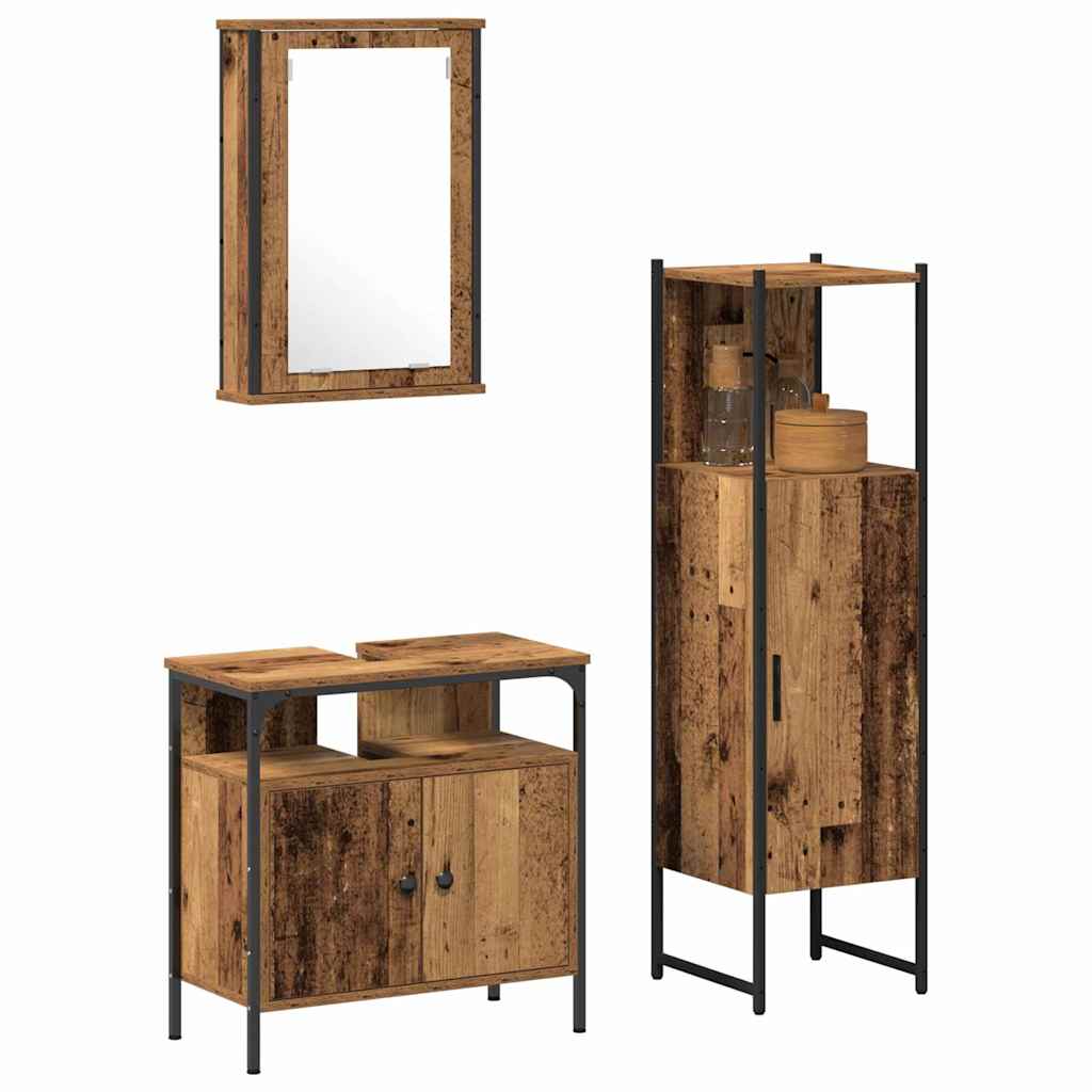 Σετ Επίπλων Μπάνιου με πόρτα 3 pcs Καφέ 33 x 33 x 120.5 εκ.