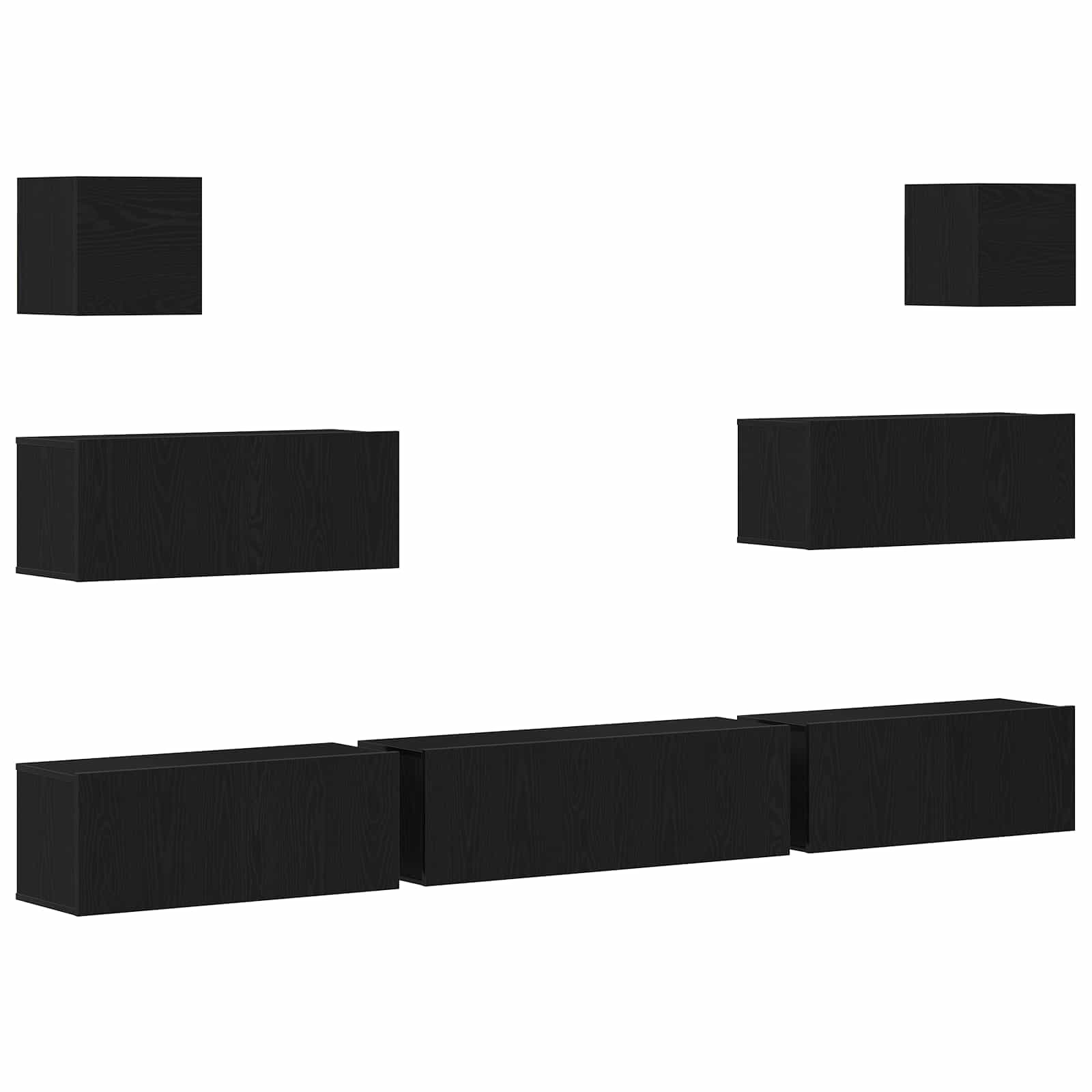 Σετ επίπλου τηλεόρασης 7 pcs Μαύρη Οξυά 100 x 30 x 30 cm - Pakobazaar