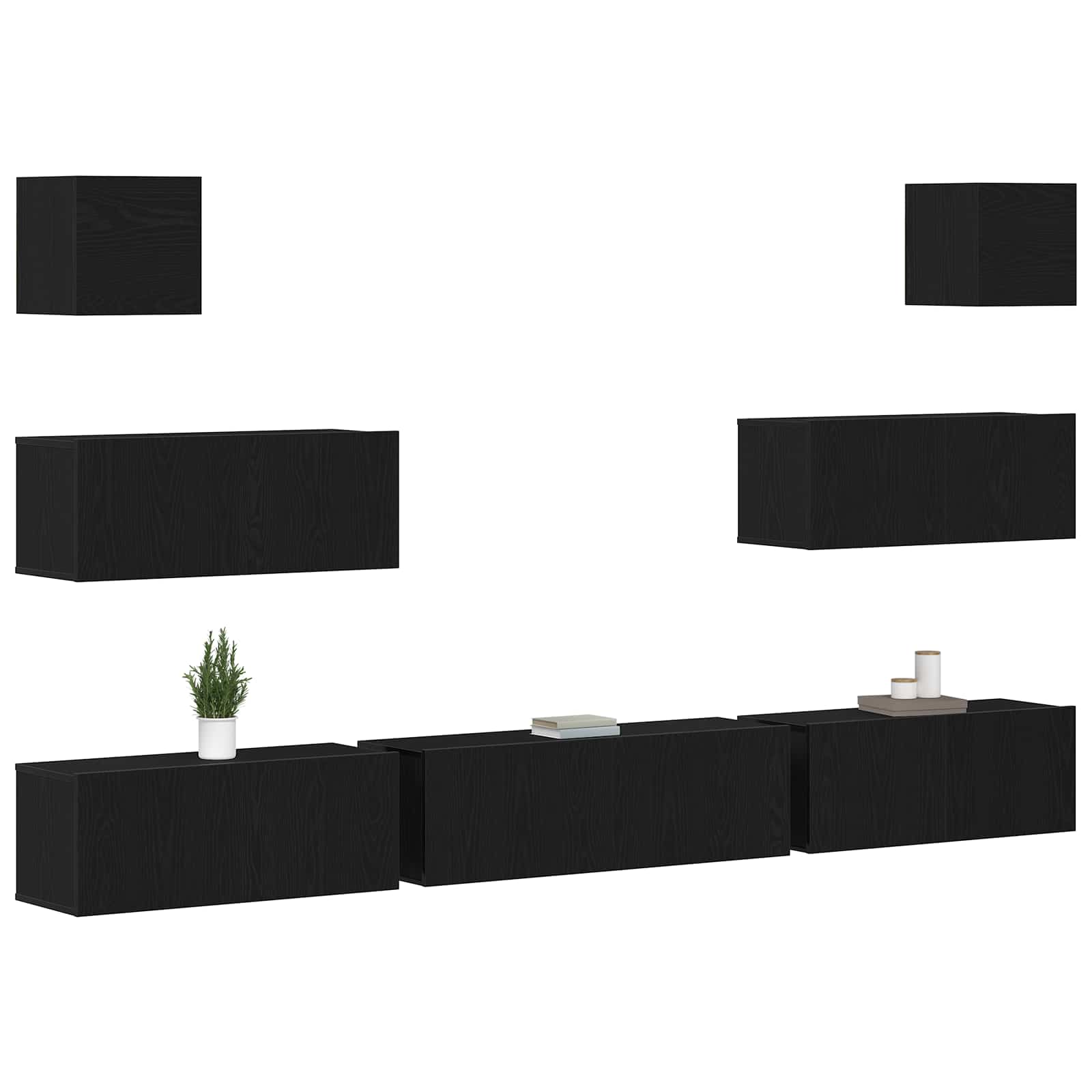 Σετ επίπλου τηλεόρασης 7 pcs Μαύρη Οξυά 100 x 30 x 30 cm - Pakobazaar
