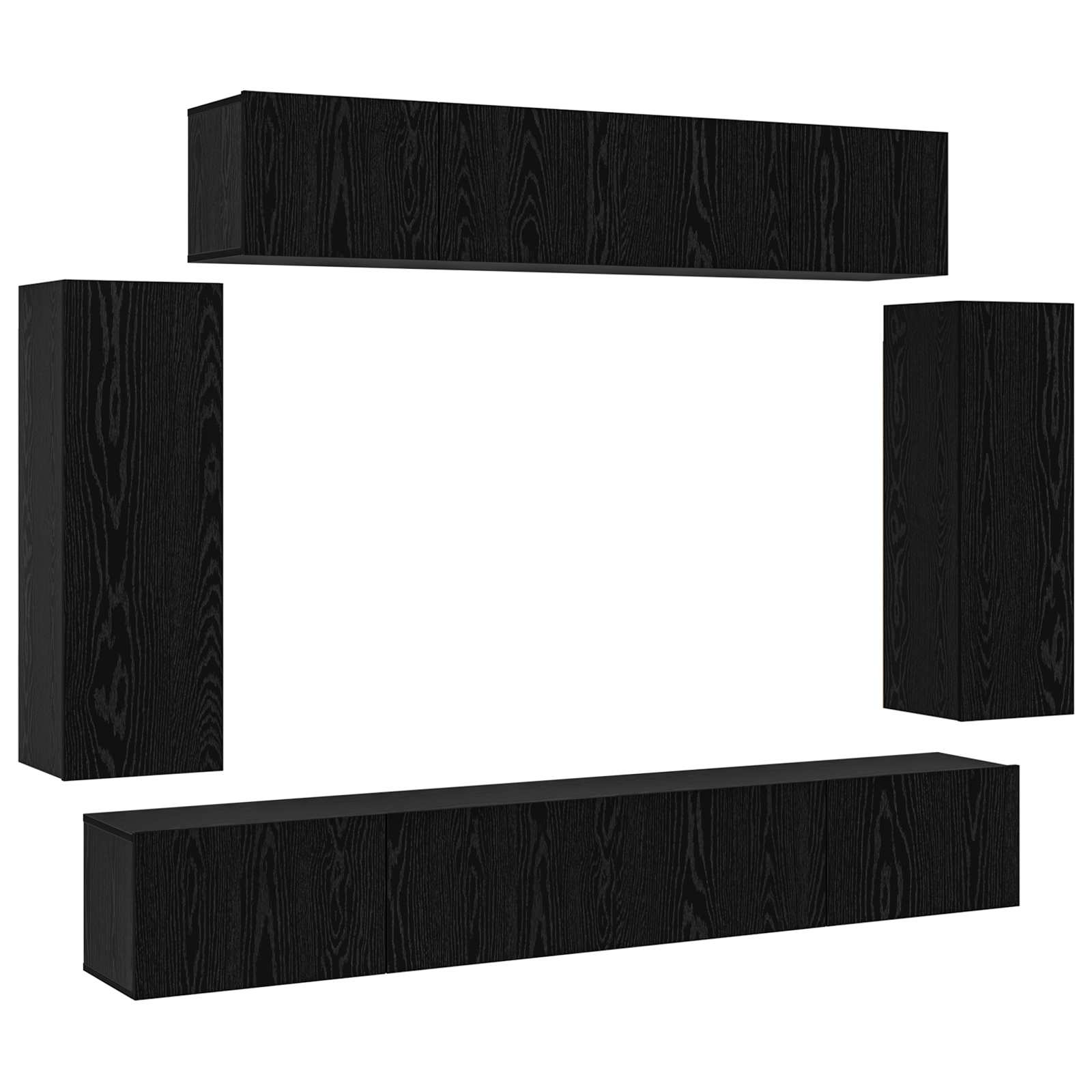 Σετ επίπλου τηλεόρασης 6 pcs Μαύρη Οξυά 100 x 30 x 30 cm