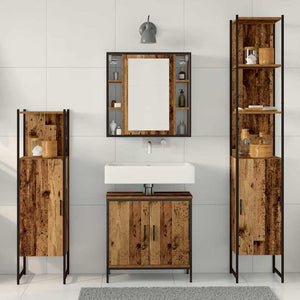 Σετ Επίπλων Μπάνιου με ράφι 4 pcs Καφέ 33 x 33 x 185.5 εκ - Pakobazaar