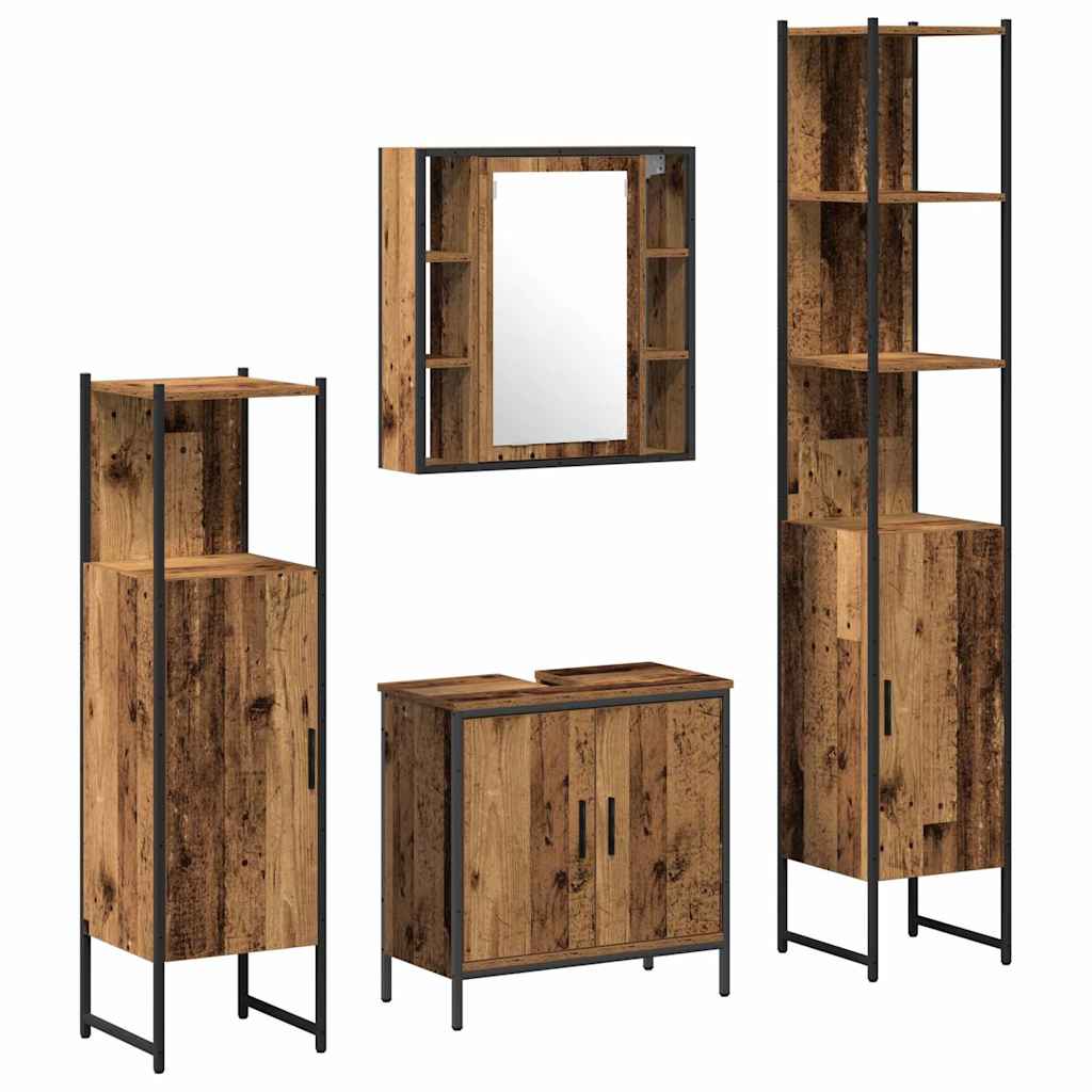 Σετ Επίπλων Μπάνιου με ράφι 4 pcs Καφέ 33 x 33 x 185.5 εκ - Pakobazaar