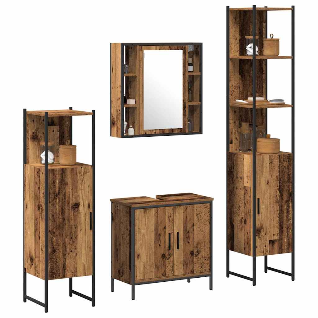 Σετ Επίπλων Μπάνιου με ράφι 4 pcs Καφέ 33 x 33 x 185.5 εκ - Pakobazaar