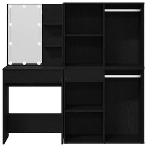 Σετ Τραπέζι Μακιγιάζ LED με ράφι Μαύρη Οξυά 140 x 40 x 140 εκ - Pakobazaar