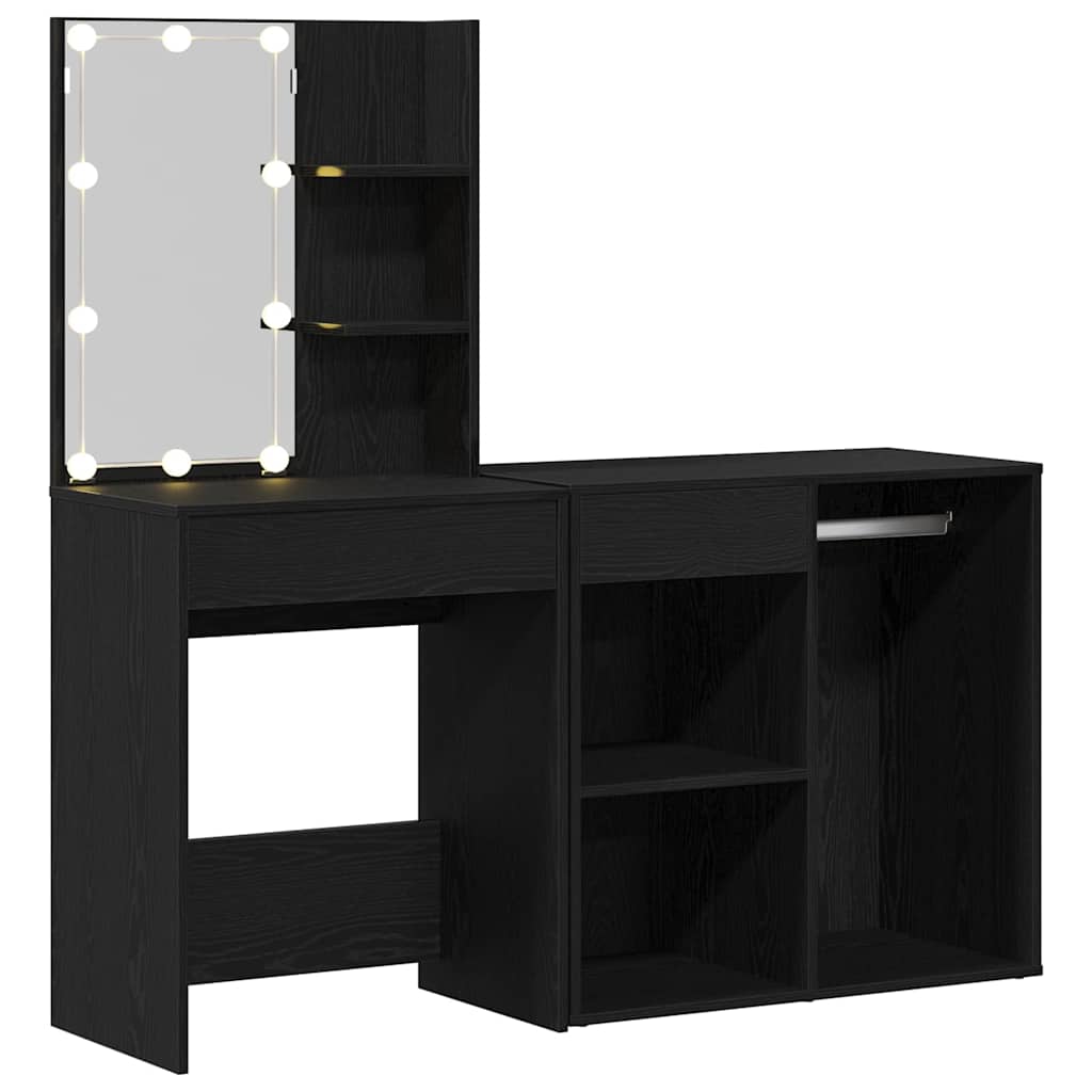 Σετ Τραπέζι Μακιγιάζ LED με ράφι Μαύρη Οξυά 140 x 40 x 140 εκ - Pakobazaar