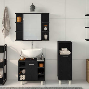 Σετ Επίπλων Μπάνιου με ράφι 3 pcs Μαύρο 30 x 30 x 99,5 εκ - Pakobazaar
