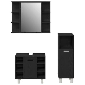 Σετ Επίπλων Μπάνιου με ράφι 3 pcs Μαύρο 30 x 30 x 99,5 εκ - Pakobazaar