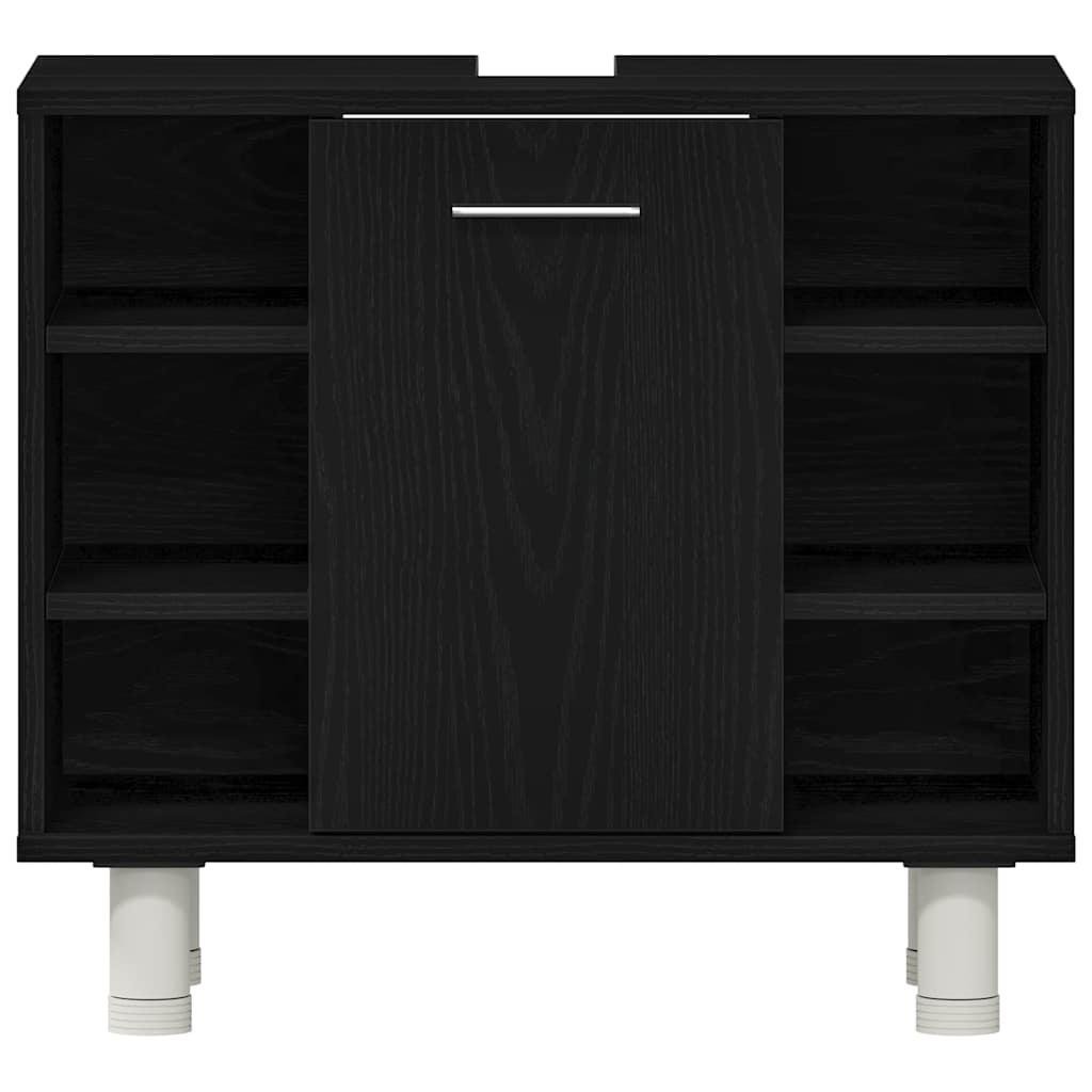 Σετ Επίπλων Μπάνιου με ράφι 3 pcs Μαύρο 30 x 30 x 179,5 εκ - Pakobazaar