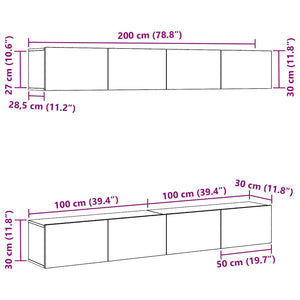 Σετ επίπλου τηλεόρασης 4 pcs Μαύρη Οξυά 100 x 30 x 30 cm - Pakobazaar