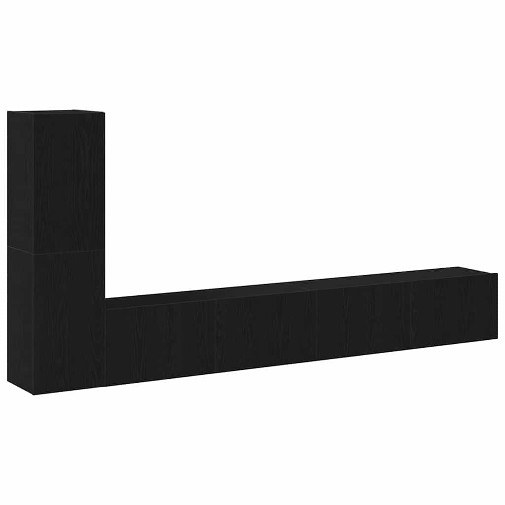 Σετ επίπλου τηλεόρασης Επιτοίχιο Μαύρη Οξυά Επεξεργασμένο ξύλο - Pakobazaar