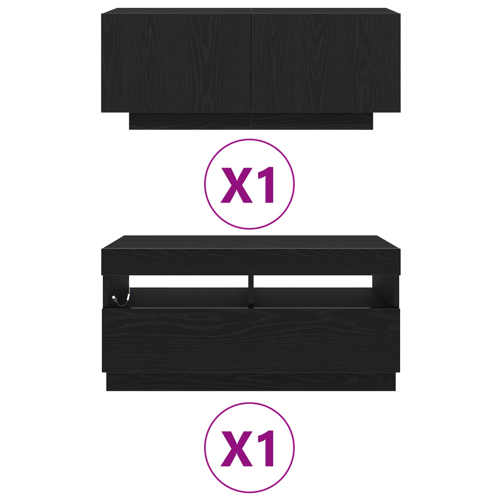 Σετ επίπλου τηλεόρασης Επιτοίχιο 2 pcs Μαύρο 180 x 35 x 40 εκ - Pakobazaar