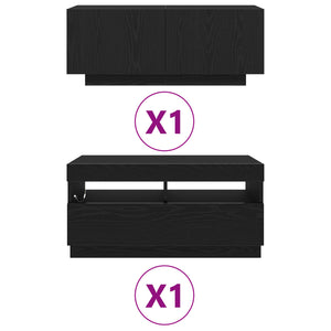 Σετ επίπλου τηλεόρασης Επιτοίχιο 2 pcs Μαύρο 180 x 35 x 40 εκ - Pakobazaar