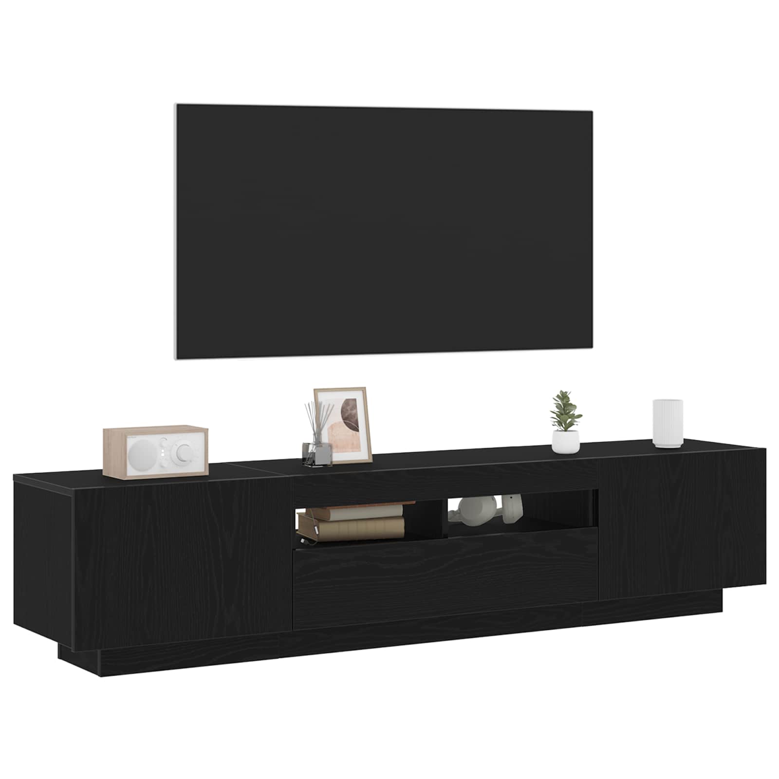 Σετ επίπλου τηλεόρασης Επιτοίχιο 2 pcs Μαύρο 180 x 35 x 40 εκ - Pakobazaar