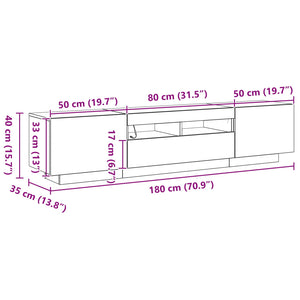 Σετ επίπλου τηλεόρασης Επιτοίχιο 2 pcs Μαύρο 180 x 35 x 40 εκ - Pakobazaar