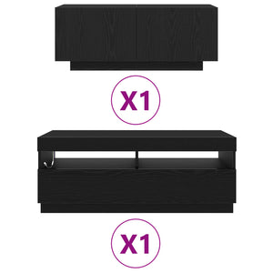 Σετ επίπλου τηλεόρασης Επιτοίχιο 2 pcs Μαύρο 200 x 35 x 40 εκ. - Pakobazaar