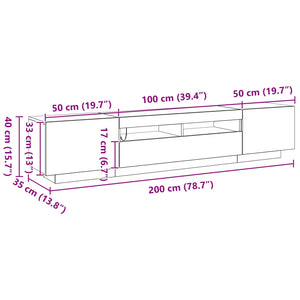 Σετ επίπλου τηλεόρασης Επιτοίχιο 2 pcs Μαύρο 200 x 35 x 40 εκ. - Pakobazaar