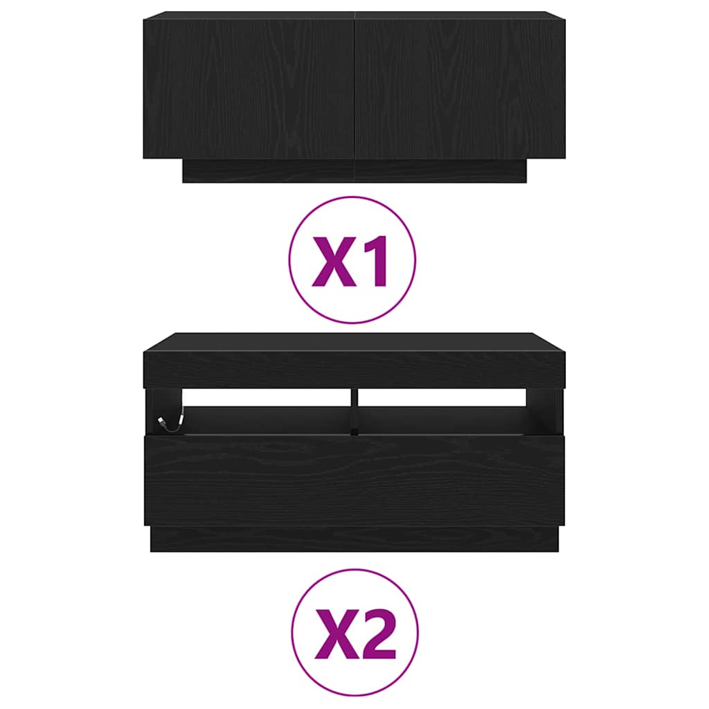 Σετ επίπλου τηλεόρασης Επιτοίχιο 3 pcs Μαύρο 260 x 35 x 40 εκ - Pakobazaar