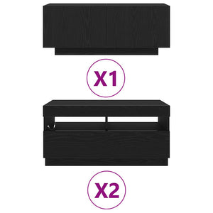 Σετ επίπλου τηλεόρασης Επιτοίχιο 3 pcs Μαύρο 260 x 35 x 40 εκ - Pakobazaar