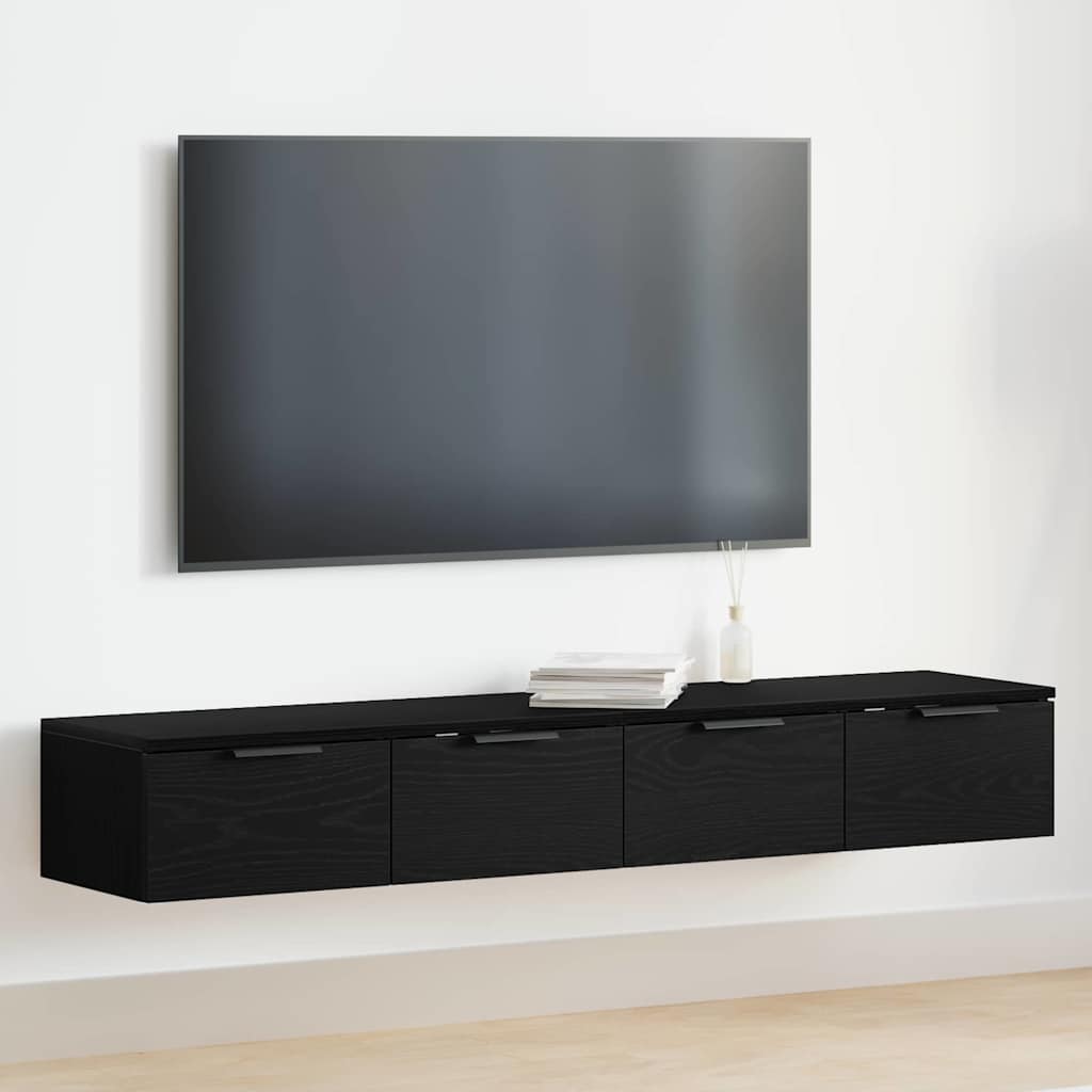 Ντουλάπα τοίχου με συρτάρι 2 pcs Μαύρη Οξυά 68 x 30 x 20 εκ.