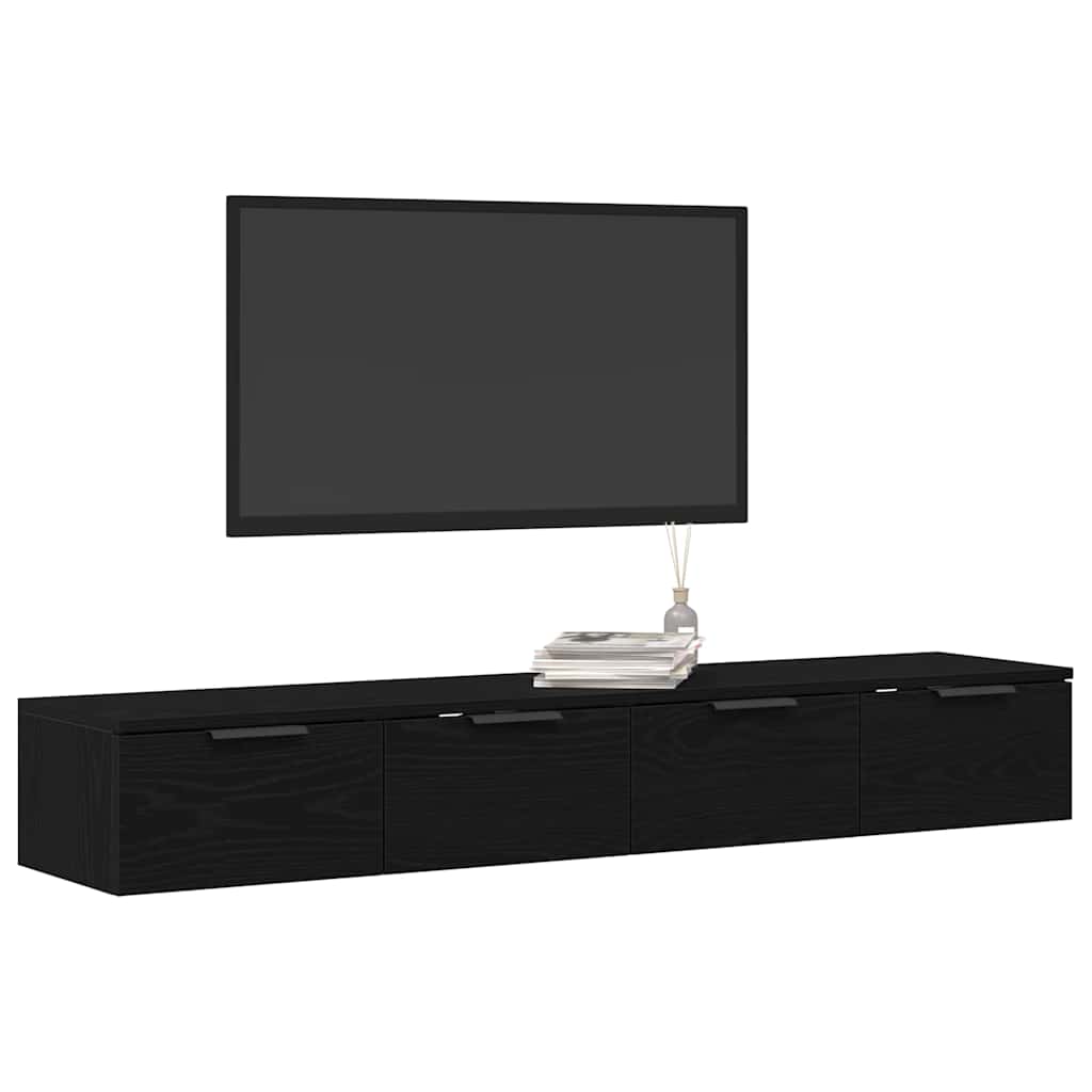 Ντουλάπα τοίχου με συρτάρι 2 pcs Μαύρη Οξυά 68 x 30 x 20 εκ.