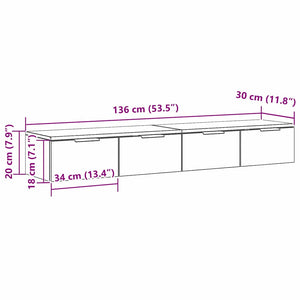 Ντουλάπα τοίχου 2 τμχ. Μαύρη Οξυά 68 x 30 x 20 εκ.