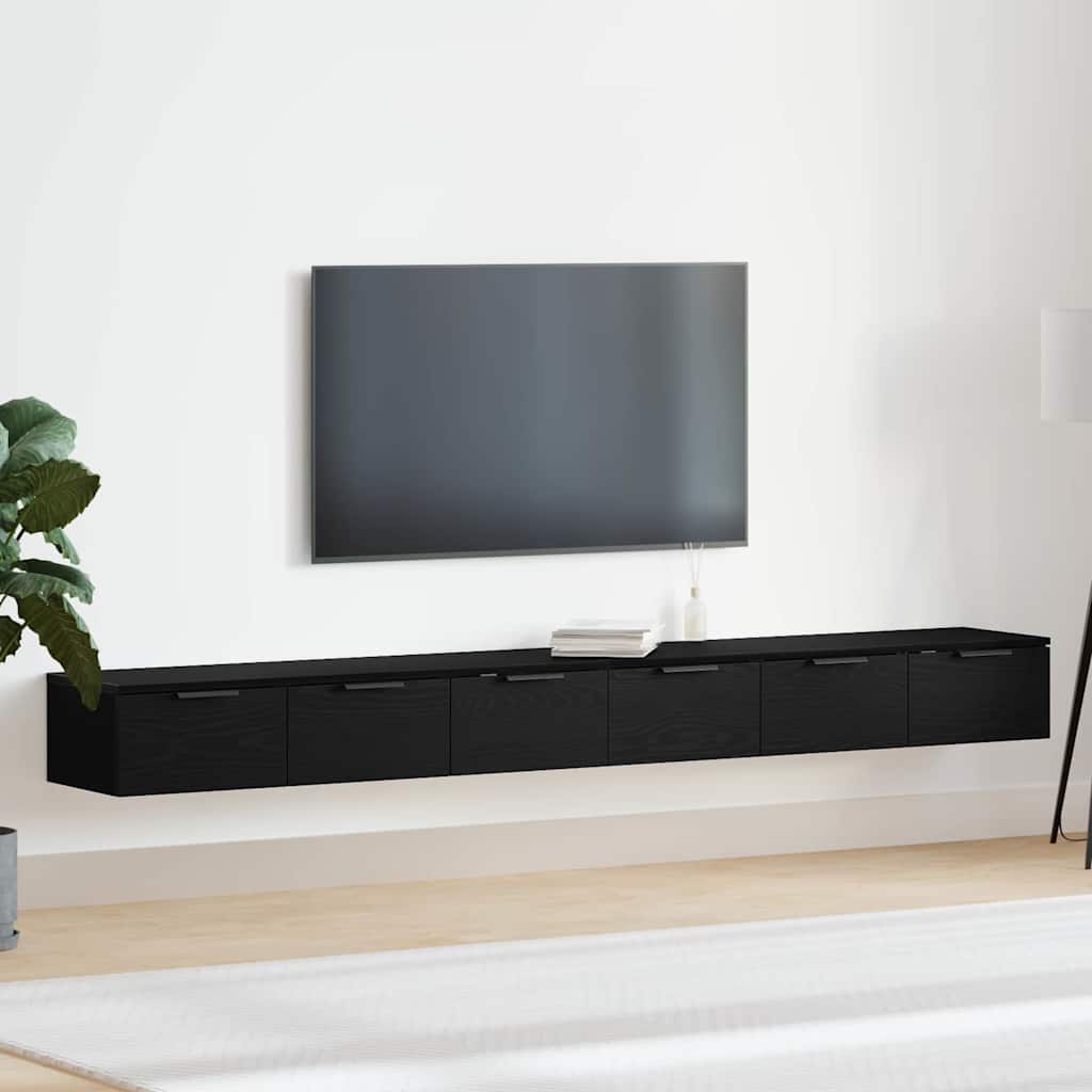 Ντουλάπα τοίχου με συρτάρι 2 pcs Μαύρη Οξυά 102 x 30 x 20 εκ. - Pakobazaar