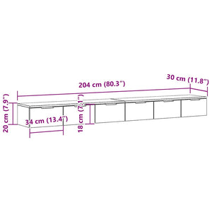 Ντουλάπα τοίχου με συρτάρι 2 pcs Μαύρη Οξυά 102 x 30 x 20 εκ. - Pakobazaar