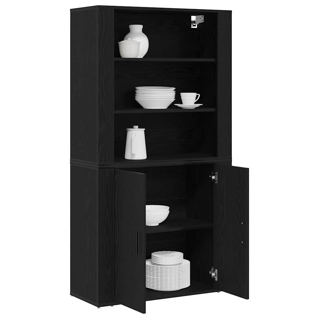 Highboard Μαύρη Οξυά 80 x 33 x 150 εκ Επεξεργασμένο ξύλο - Pakobazaar