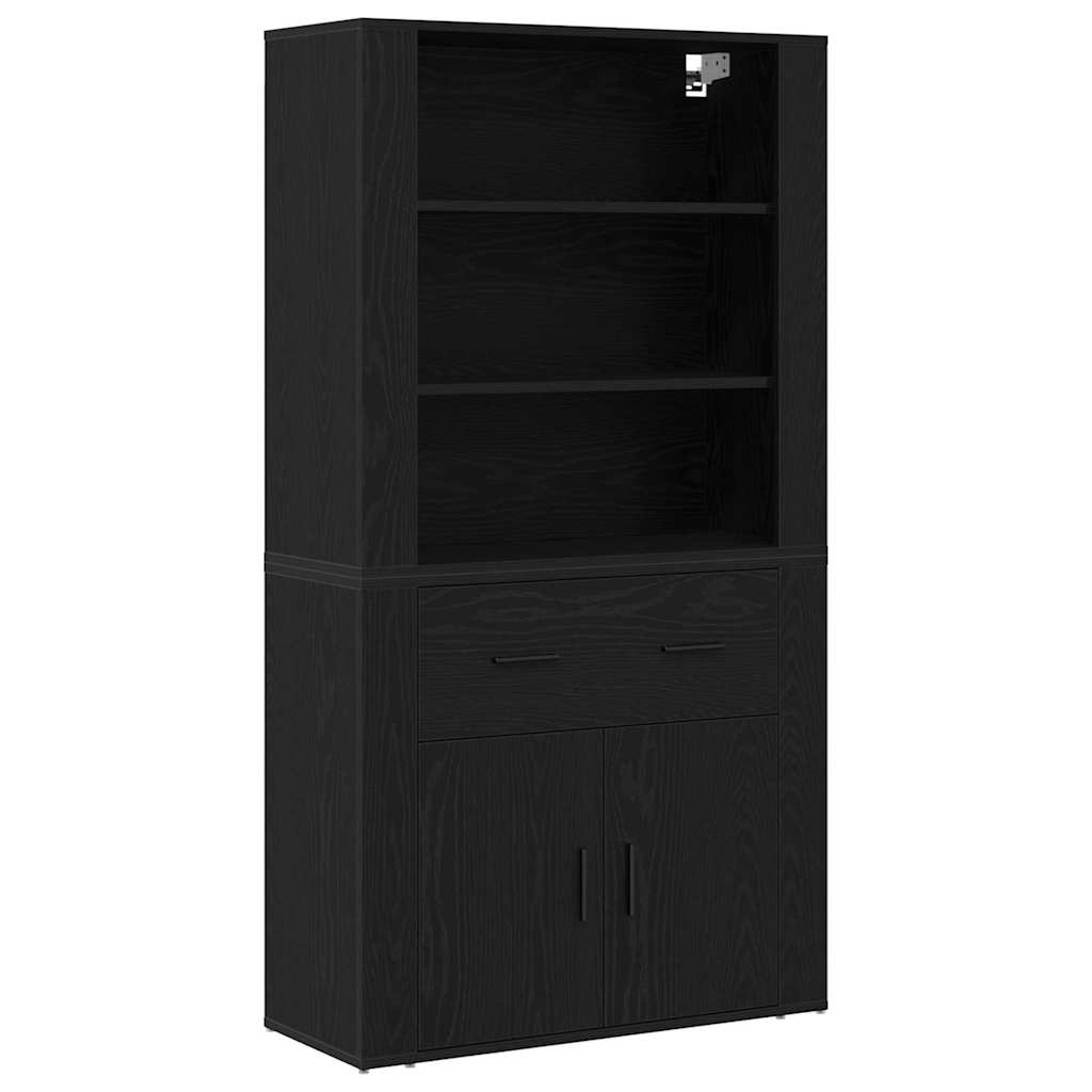 Highboard Μαύρη Οξυά 80 x 33 x 150 εκ Επεξεργασμένο ξύλο - Pakobazaar
