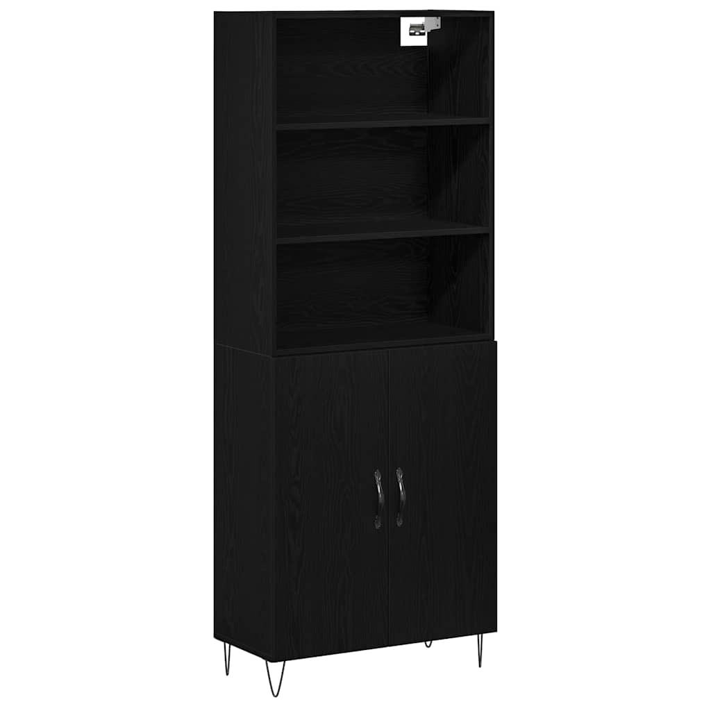 Highboard 2 pcs Μαύρη Οξυά Επεξεργασμένο ξύλο - Pakobazaar