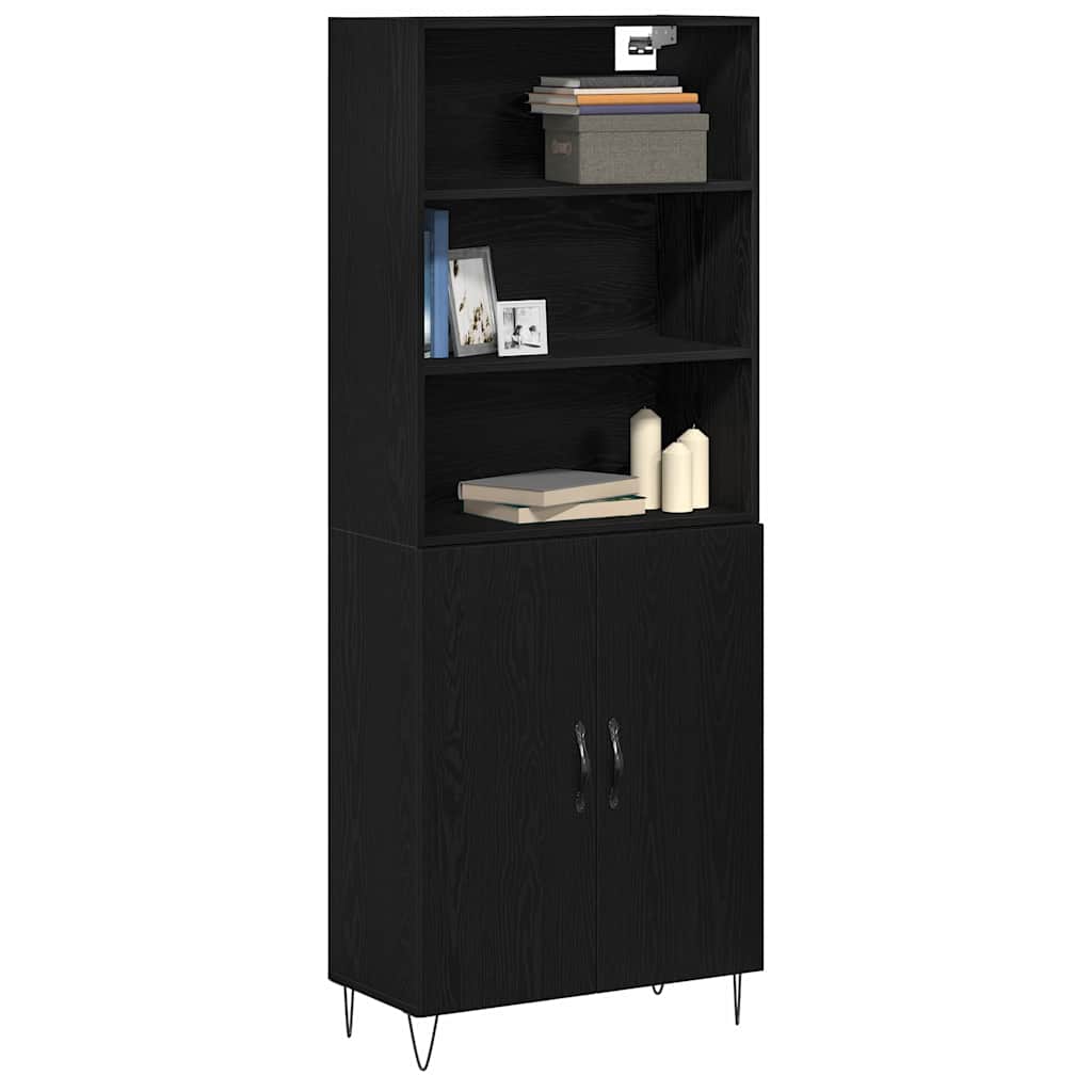 Highboard 2 pcs Μαύρη Οξυά Επεξεργασμένο ξύλο - Pakobazaar