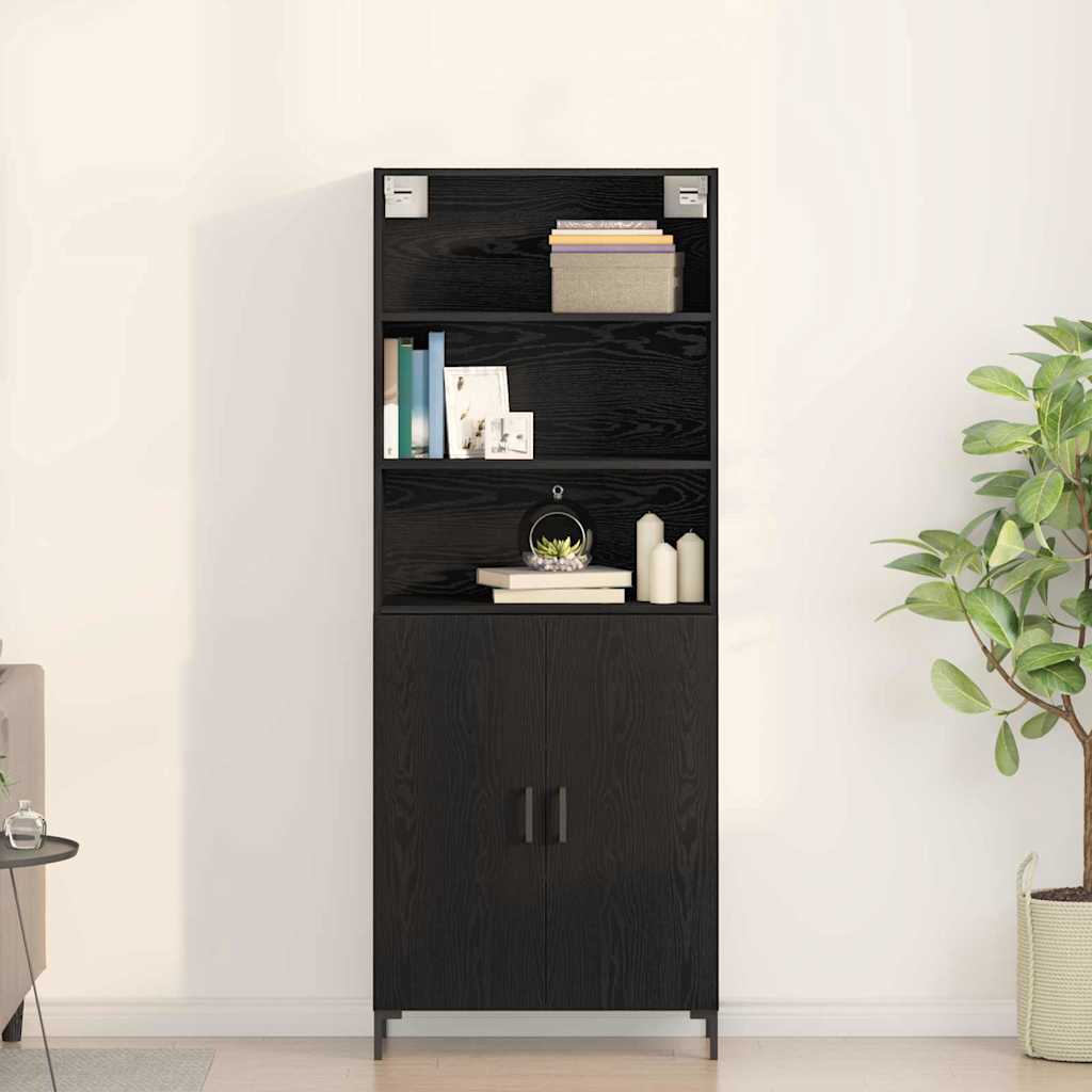 Highboard Μαύρη Οξυά 69,5 x 34 x 180 εκ. Επεξεργασμένο ξύλο