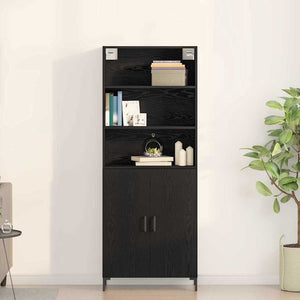 Highboard Μαύρη Οξυά 69,5 x 34 x 180 εκ. Επεξεργασμένο Ξύλο