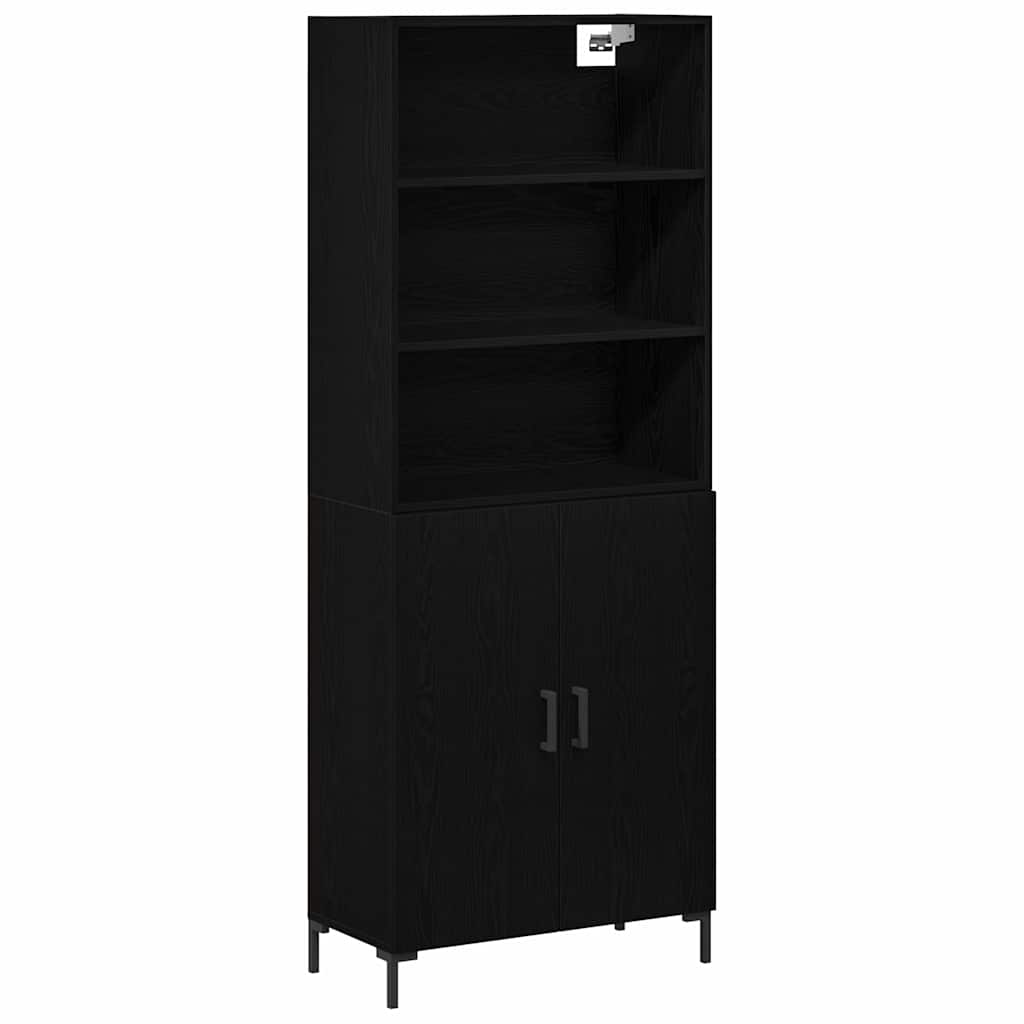 Highboard Μαύρη Οξυά 69,5 x 34 x 180 εκ. Επεξεργασμένο ξύλο