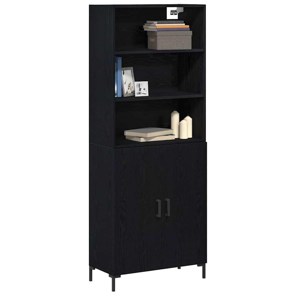 Highboard Μαύρη Οξυά 69,5 x 34 x 180 εκ. Επεξεργασμένο ξύλο